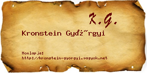 Kronstein Györgyi névjegykártya